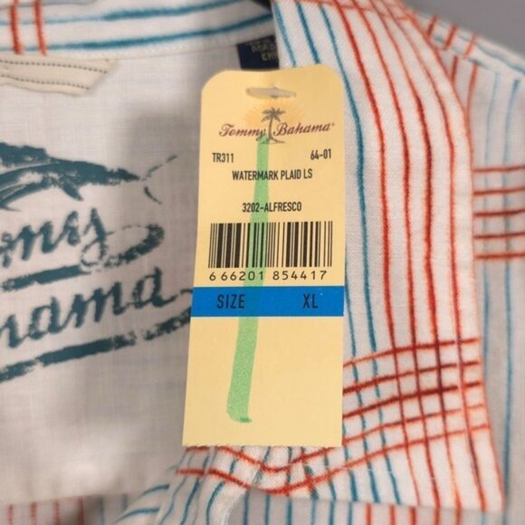 NWT Tommy Bahama 100% LINEN Men's Shirt Size XL WATERMARK Plaid LS ALFRESCO - Picture 12 of 14